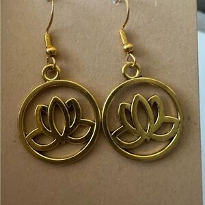 Gold Lotus Dangle Earrings